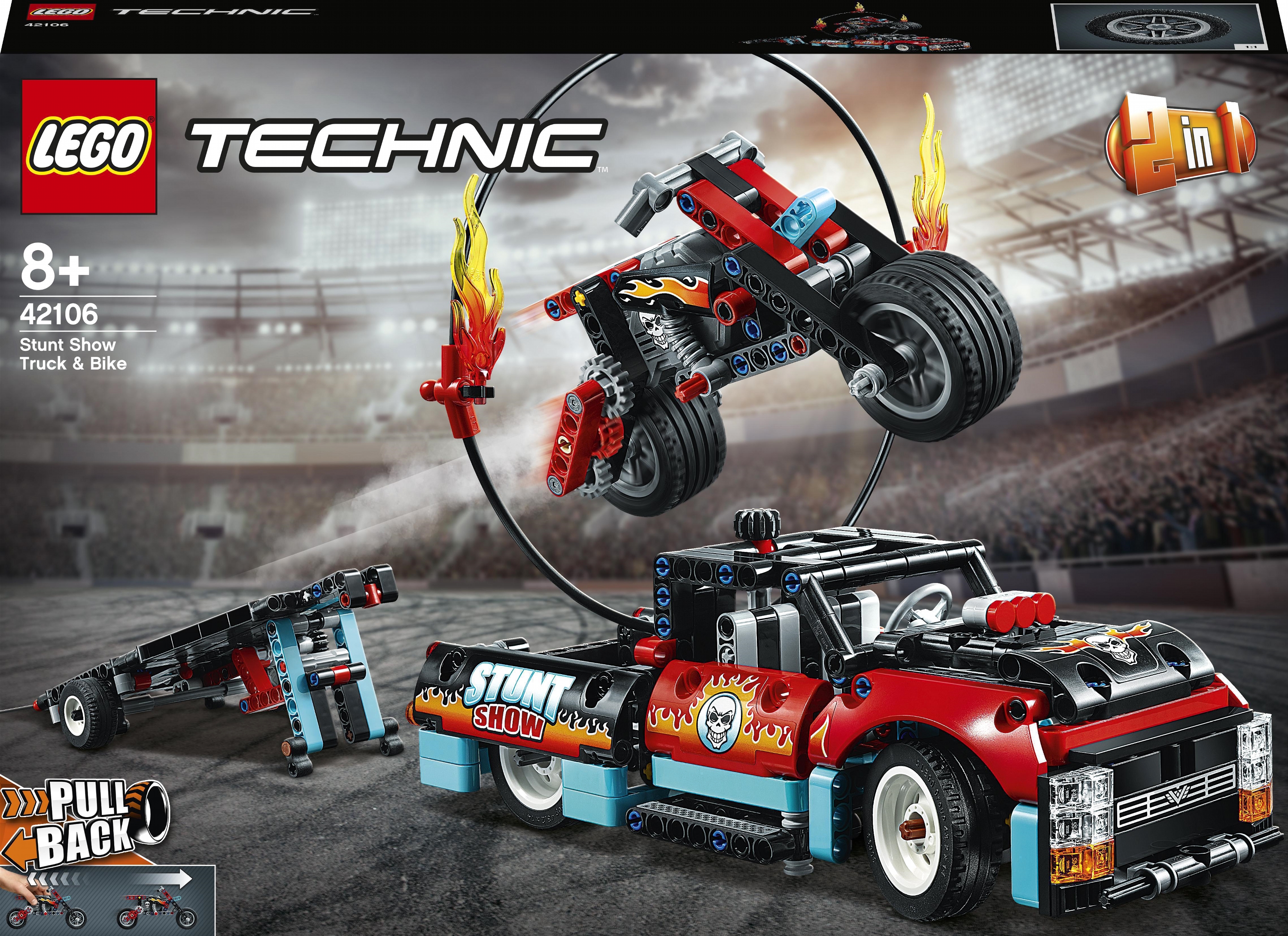 

Конструктор LEGO Technic Шоу трюков на грузовиках и мотоциклах 610 деталей (42106)