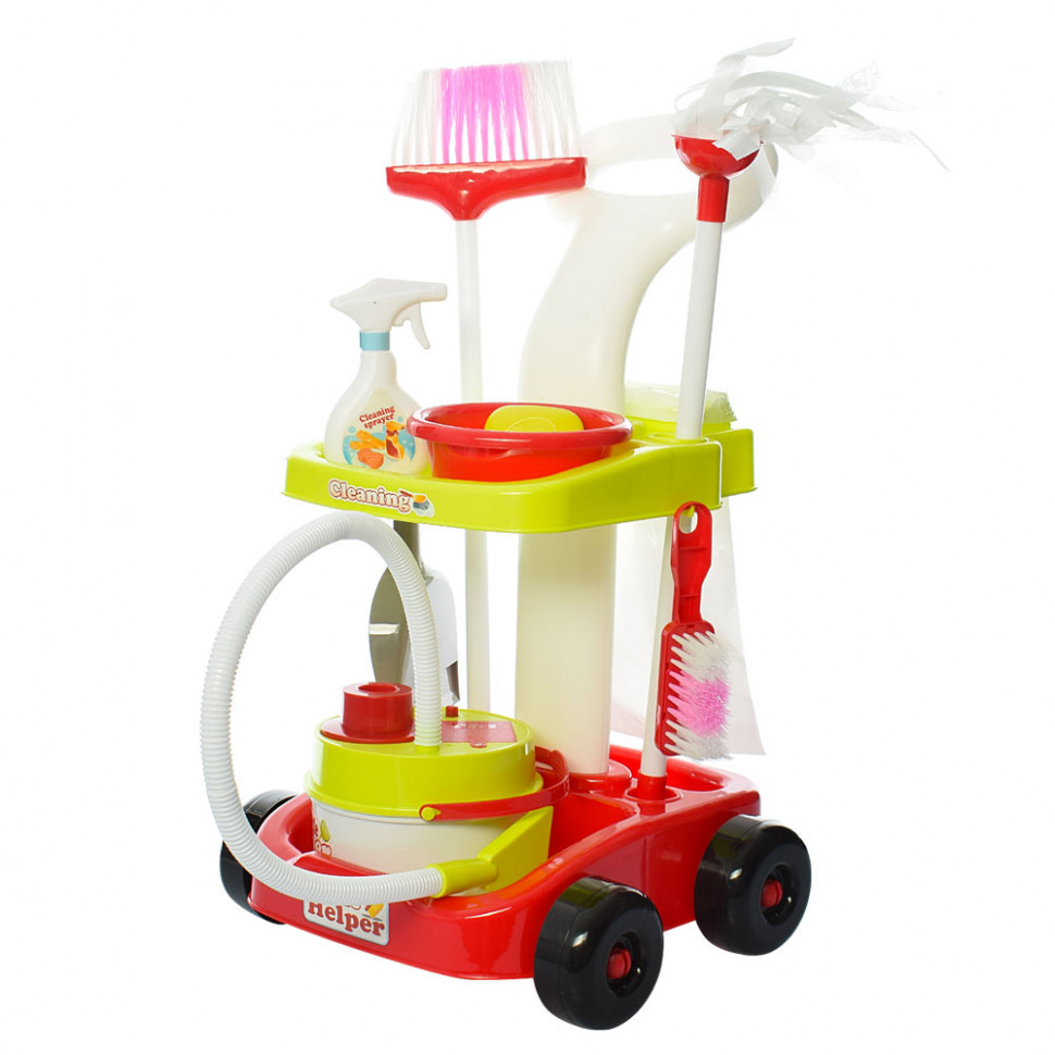 

Детский игровой набор для уборки Limo Toy тележка с аксессуарами (Розовый) (667-34)