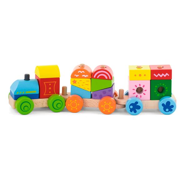

Деревянный поезд Viga Toys Яркие кубики (50534)