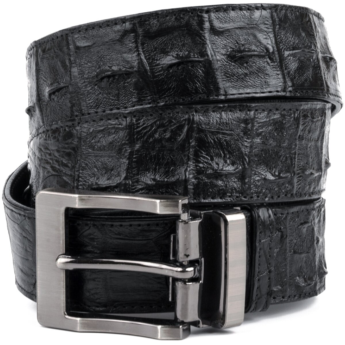 

Кожаный ремень мужской CROCODILE LEATHER 117х3,7 см Черный