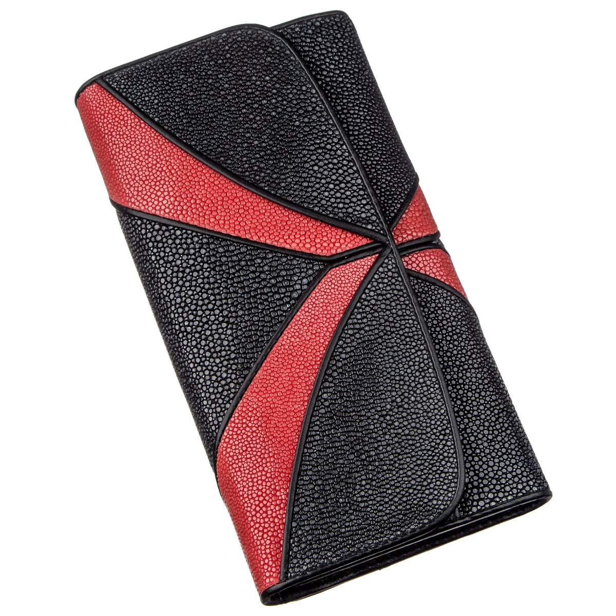 

Кожаный кошелек женский STINGRAY LEATHER 19х10 см Черно-красный