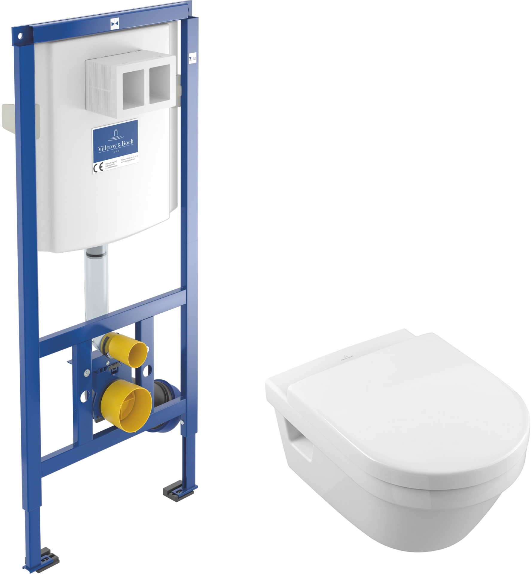 

Инсталляция VILLEROY&BOCH 92246100 с унитазом Architectura Directflush 5684HR01 с сиденьем Soft Close дюропласт