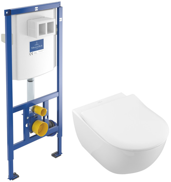

Инсталляция VILLEROY&BOCH 92246100 с унитазом Subway 2.0 DirectFlush 5614R201 с сиденьем Soft Close дюропласт