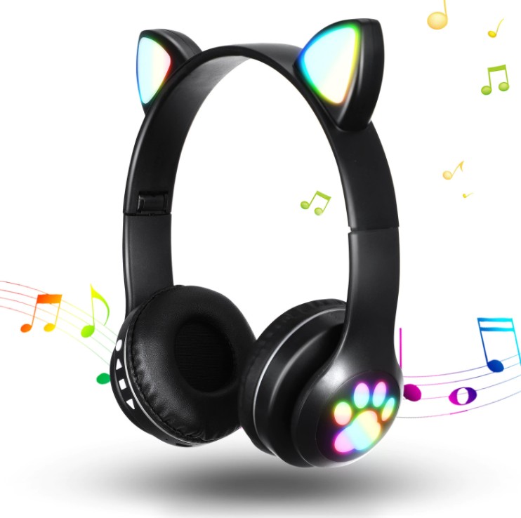 

​Беспроводные наушники с кошачьими ушками Cat Ear VZV-23 M Bluetooth С разноцветной подсветкой Черные Складные