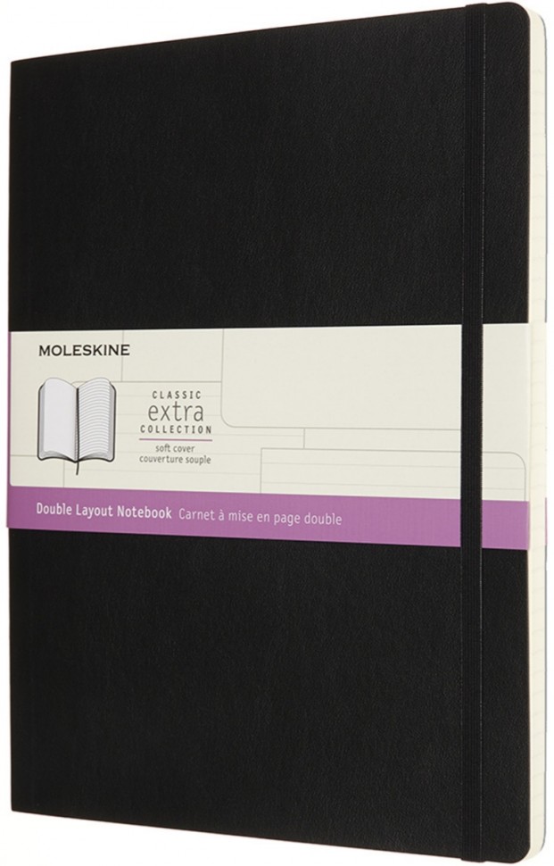 

Блокнот Moleskine Classic Double Layout великий 19 х 25 см лінія-нелінований чорний м'який