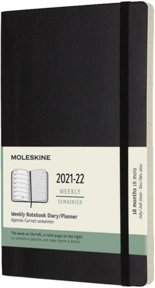 

Щотижневик Moleskine 2021-2022 на 18 місяців середній 13 х 21см чорний м'який