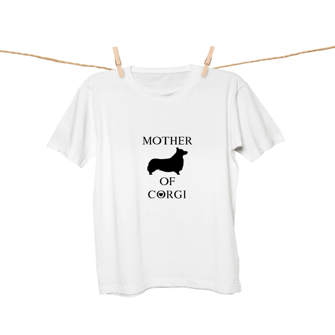 

Футболка женская с корги Mother of corgi CORGINUTI белая размер XL