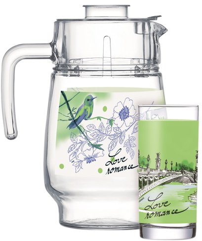 

Набор для напитков Luminarc Love Romance Green графин 1,6л и 6 стаканов 270мл MLM-Q5668