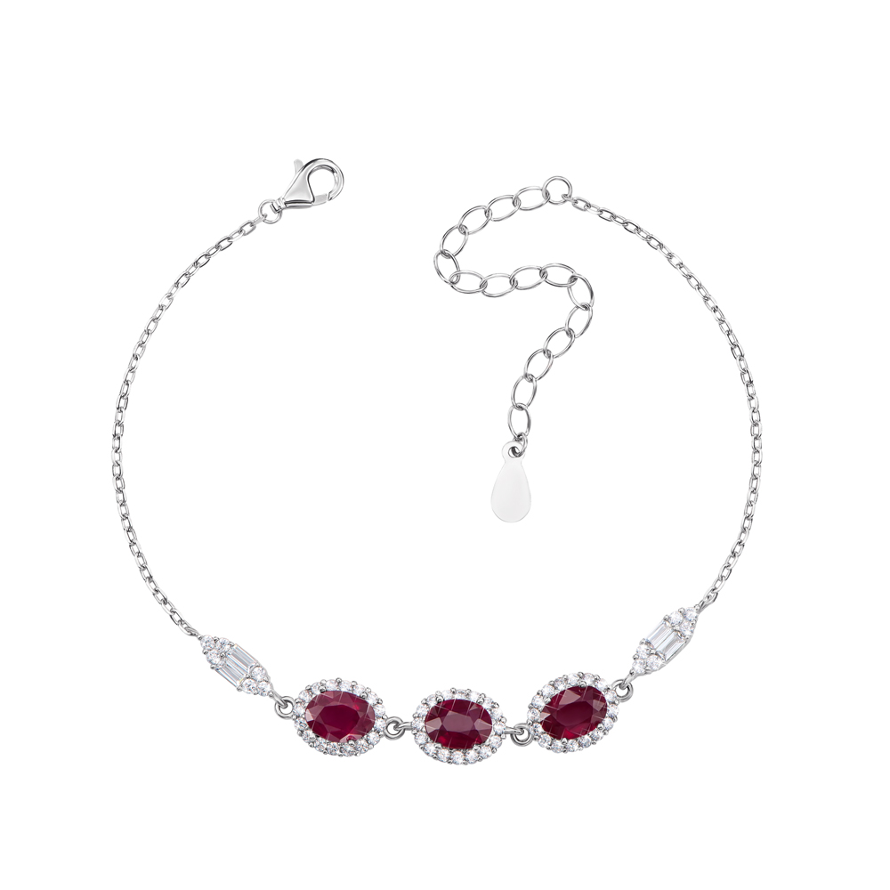 

Серебряный браслет с рубинами и фианитами 000125671 18 размера