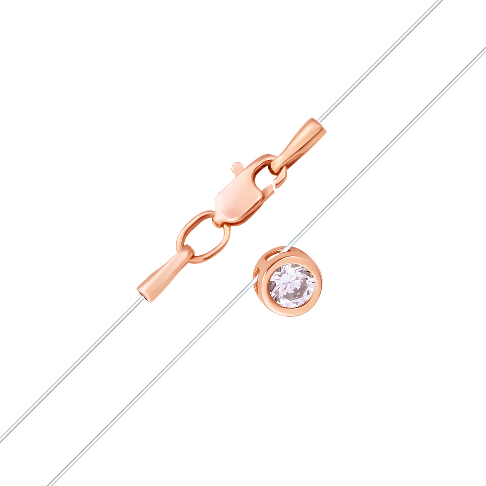 

Колье на леске с завальцованным цирконием Swarovski с замком и кастом из красного золота 000071001 40 размера