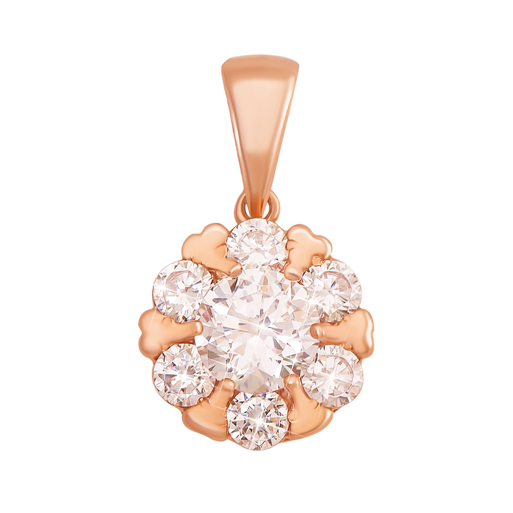 

Золотая подвеска Цветущий сад в красном цвете с фианитами 000129675