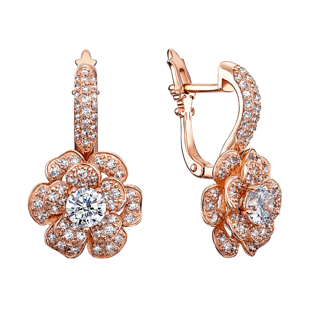 

Серьги из красного золота с фианитами 000122445