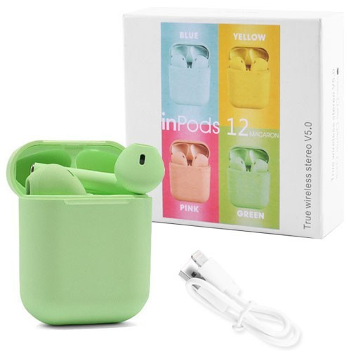 

Беспроводные bluetooth-наушники inPods 12 macaron V5.0 с кейсом, green