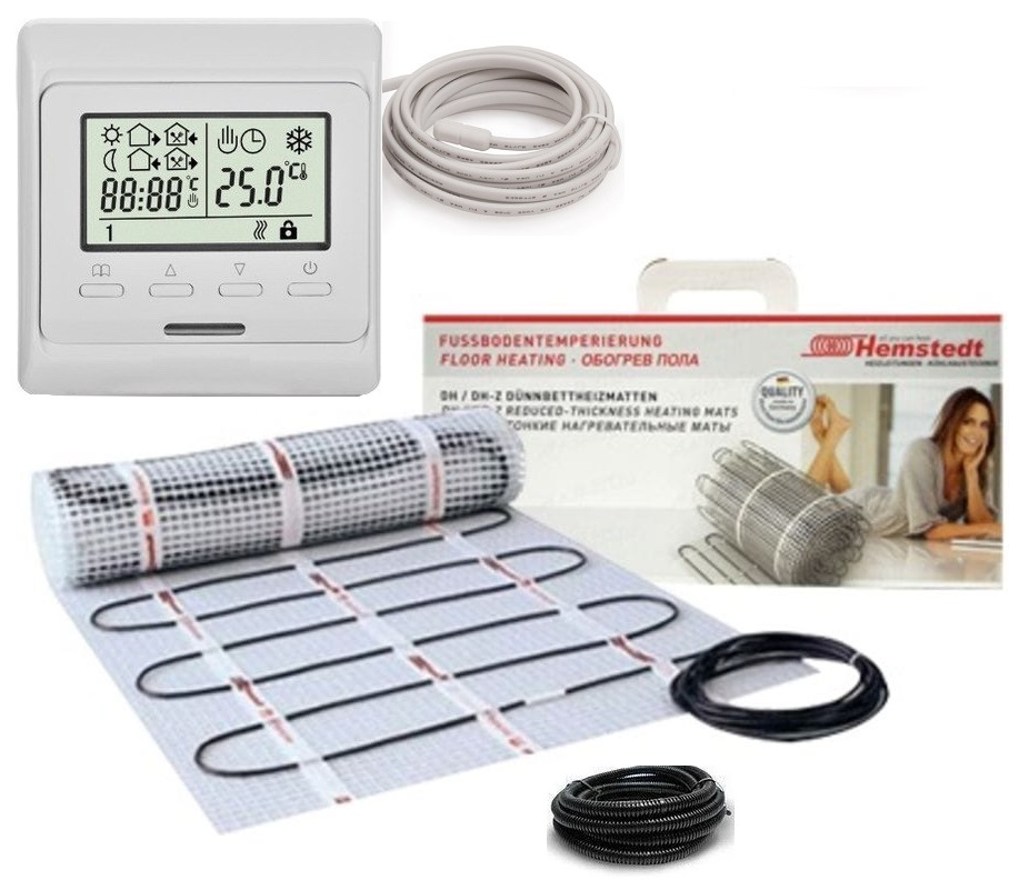 

Теплый пол Hemstedt HEMSTEDT COMFORT DI SI H двухжильный мат 150 ВТ 1м² в комплекте с программируемым терморегулятором и датчиком температуры пола(VIT0012300)
