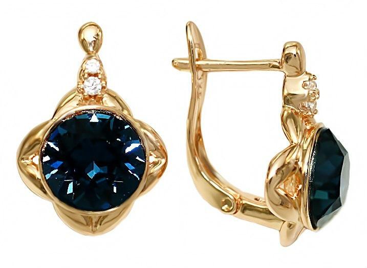 

Серьги с кристаллами Swarovski Xuping Медицинское золото Позолота 18К 1,8 см. хсс-025
