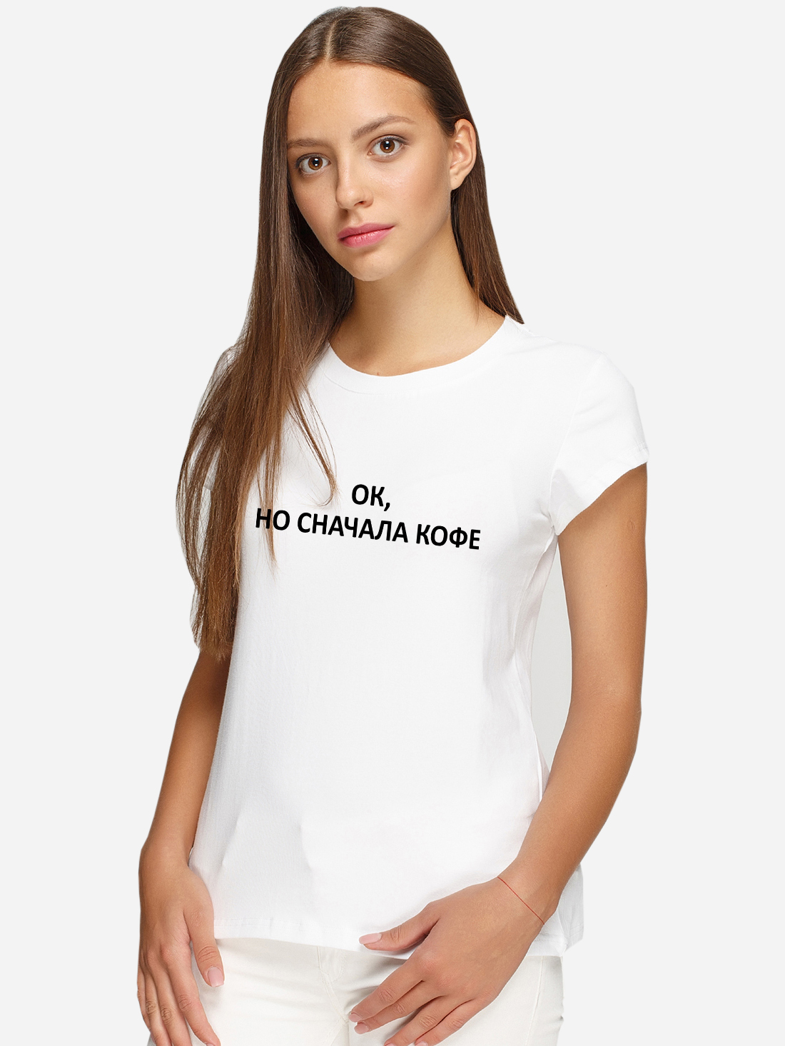 

Футболка Manatki Ок Сначала Кофе д1835  Белая, Футболка Manatki Ок Сначала Кофе д1835 M Белая