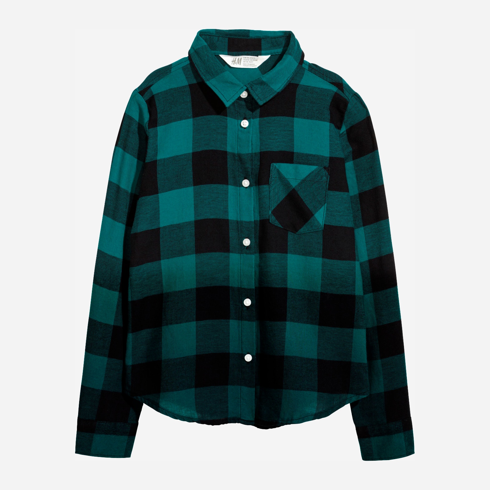 

Рубашка H&M 5376316 152 см Зеленый/Клетка