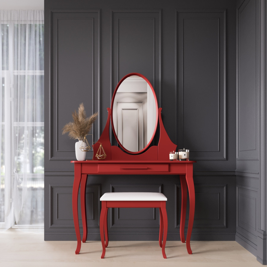 

Трюмо Fenster Болония 2 Красное Пуф Белая экокожа