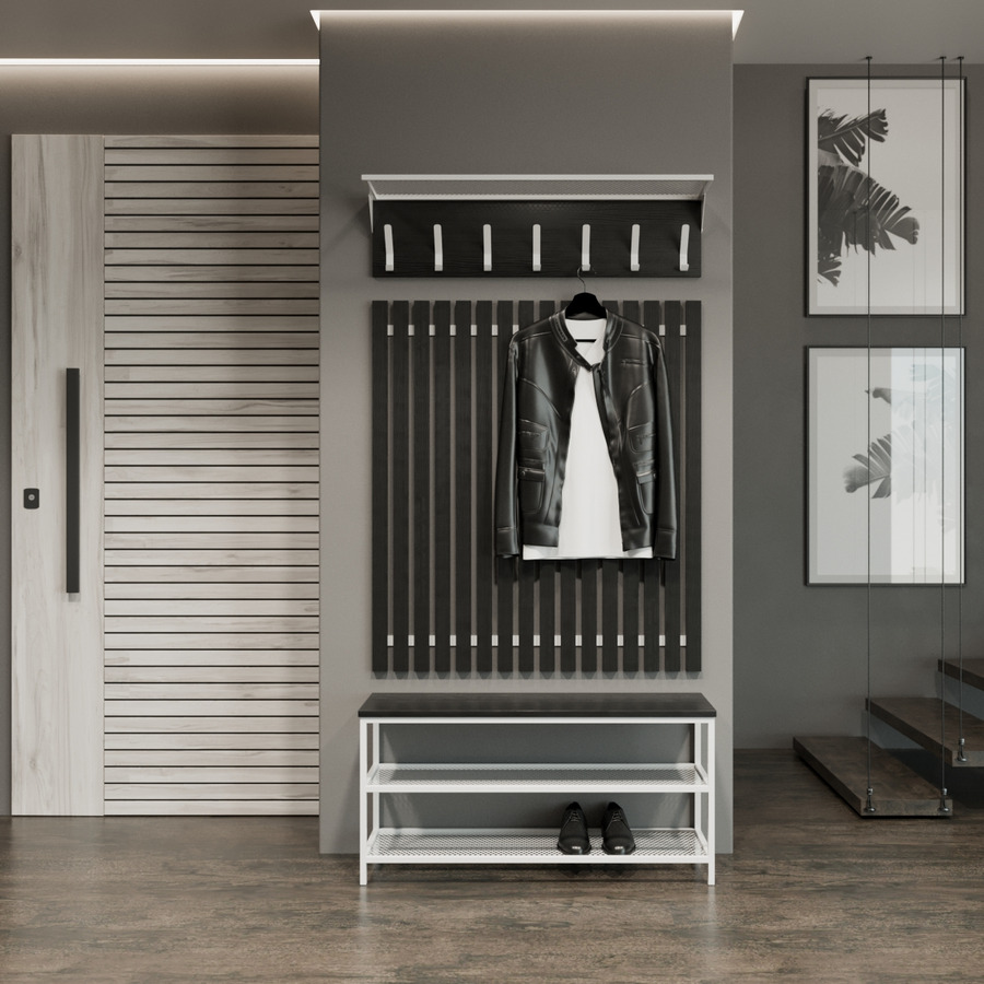 

Прихожая Fenster Эмбер 4 990 Белая ДСП чёрное