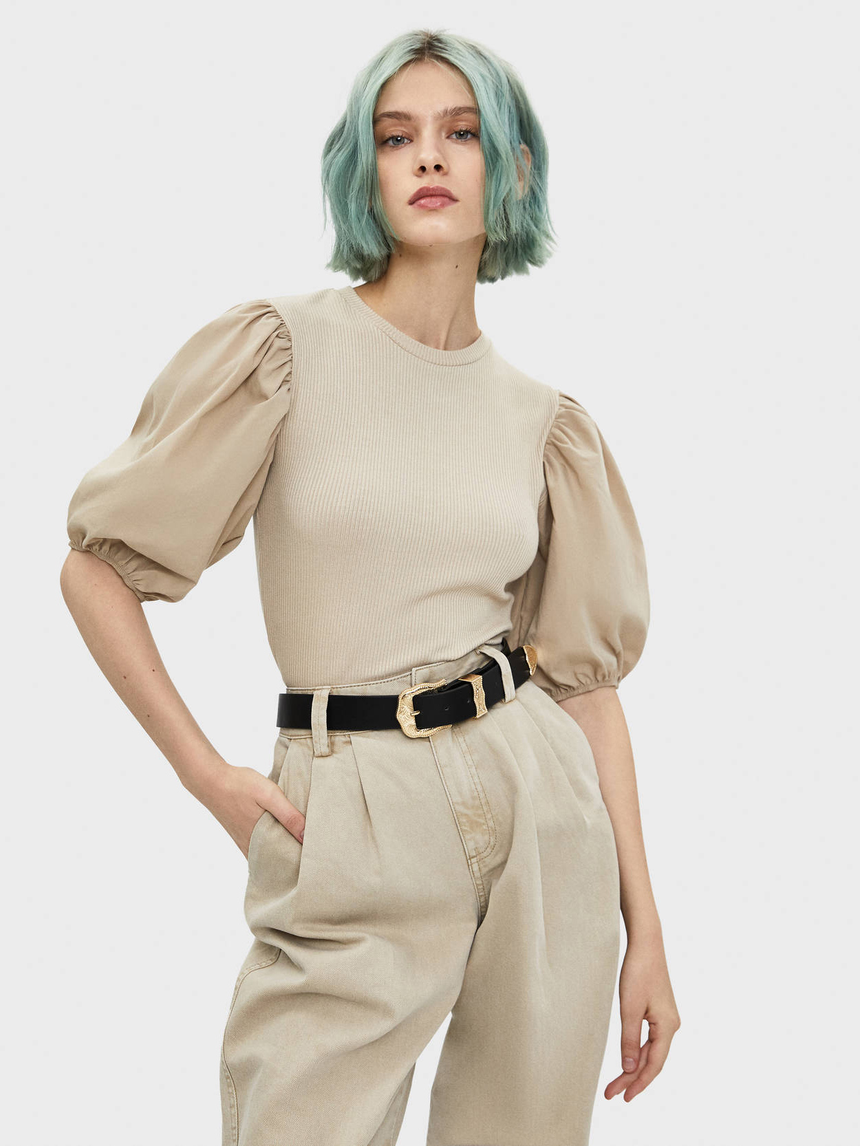 

Топ Bershka 07227315742 S Бежевый