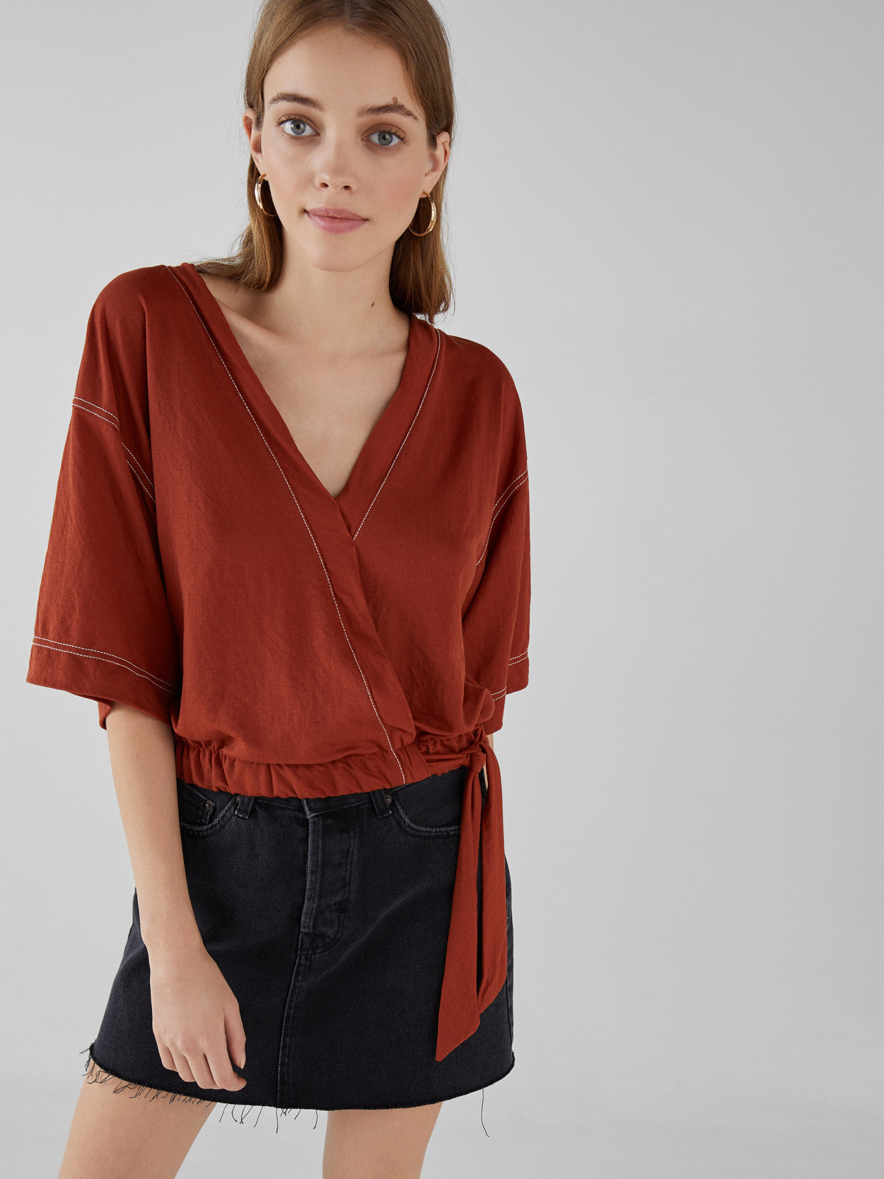 

Блузка Bershka 07349187701  Терракотовая, Блузка Bershka 07349187701 S Терракотовая