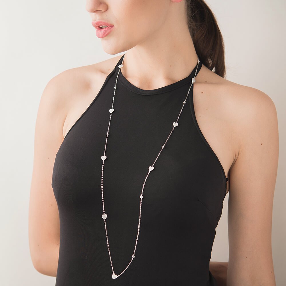 

Серебряное колье "Сердца" с фианитами 18251 Оникс 95
