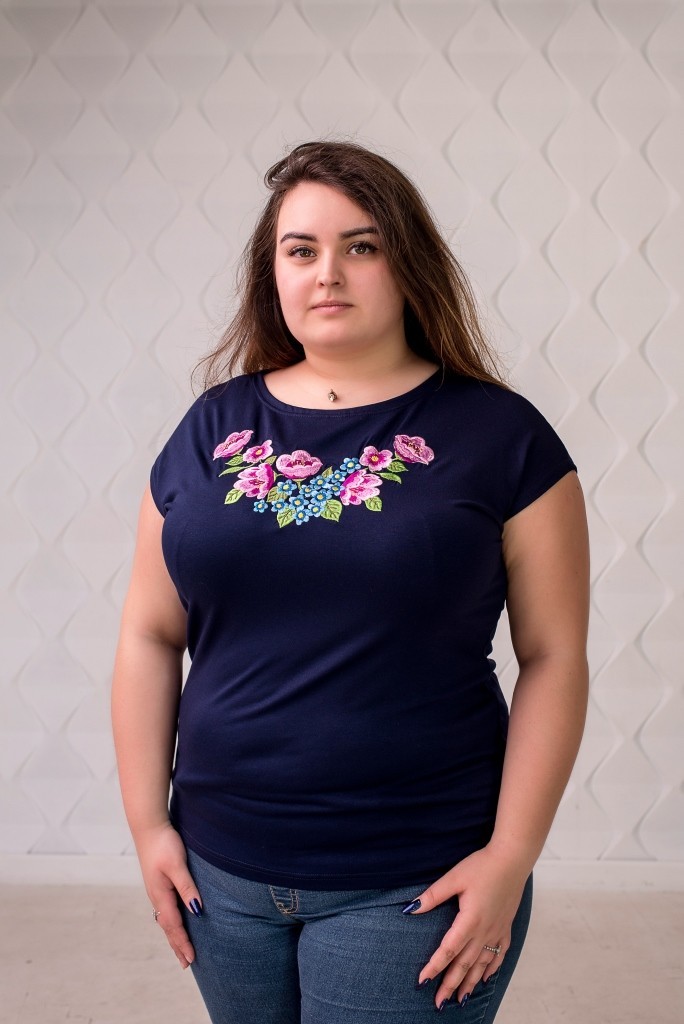 

Жіноча футболка Podolyanka Крокуси 4XL Синя
