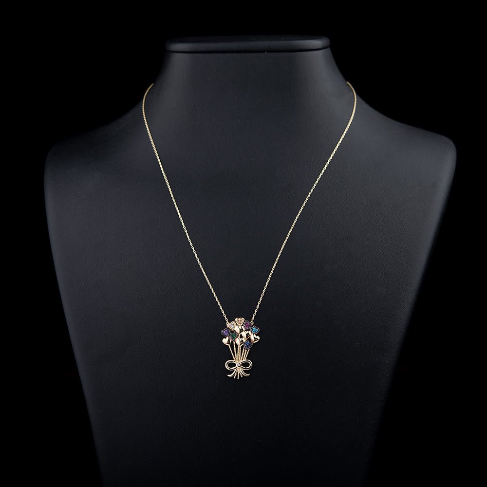 

Золотое колье "Букет сердечек" (цветные фианиты) кол00968 Оникс 45