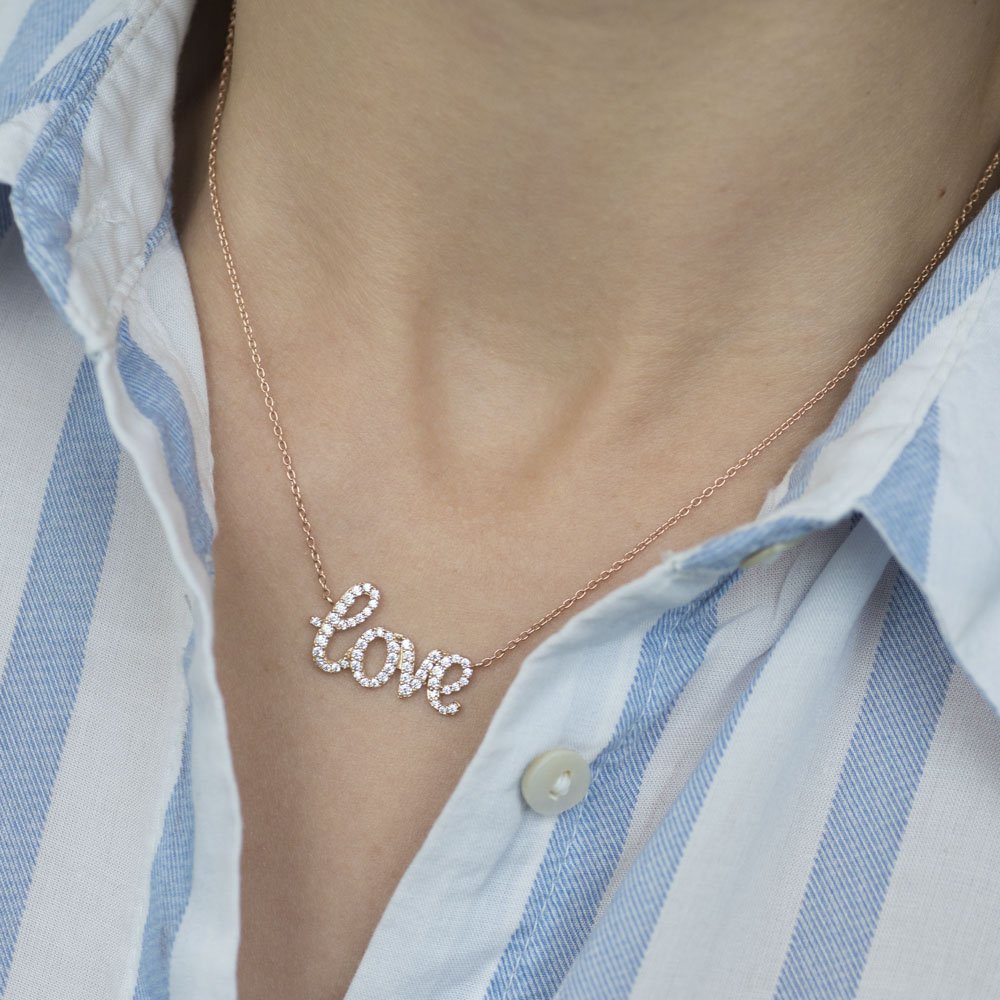 

Золотое колье "Love" с фианитами кол00985 Оникс