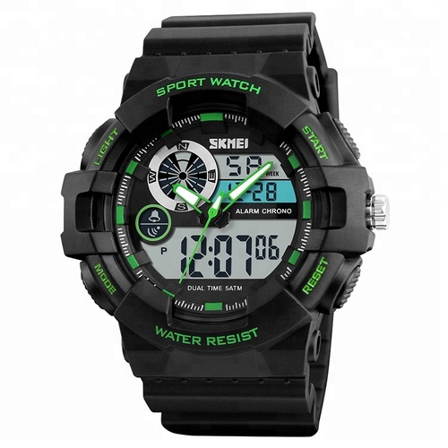 

Мужские наручные часы 1312 Black-Green Skmei 52 мм Черный