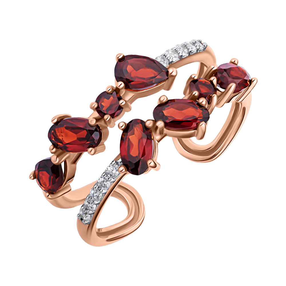 

Кольцо из красного золота с гранатами и фианитами 000139264 19 размера