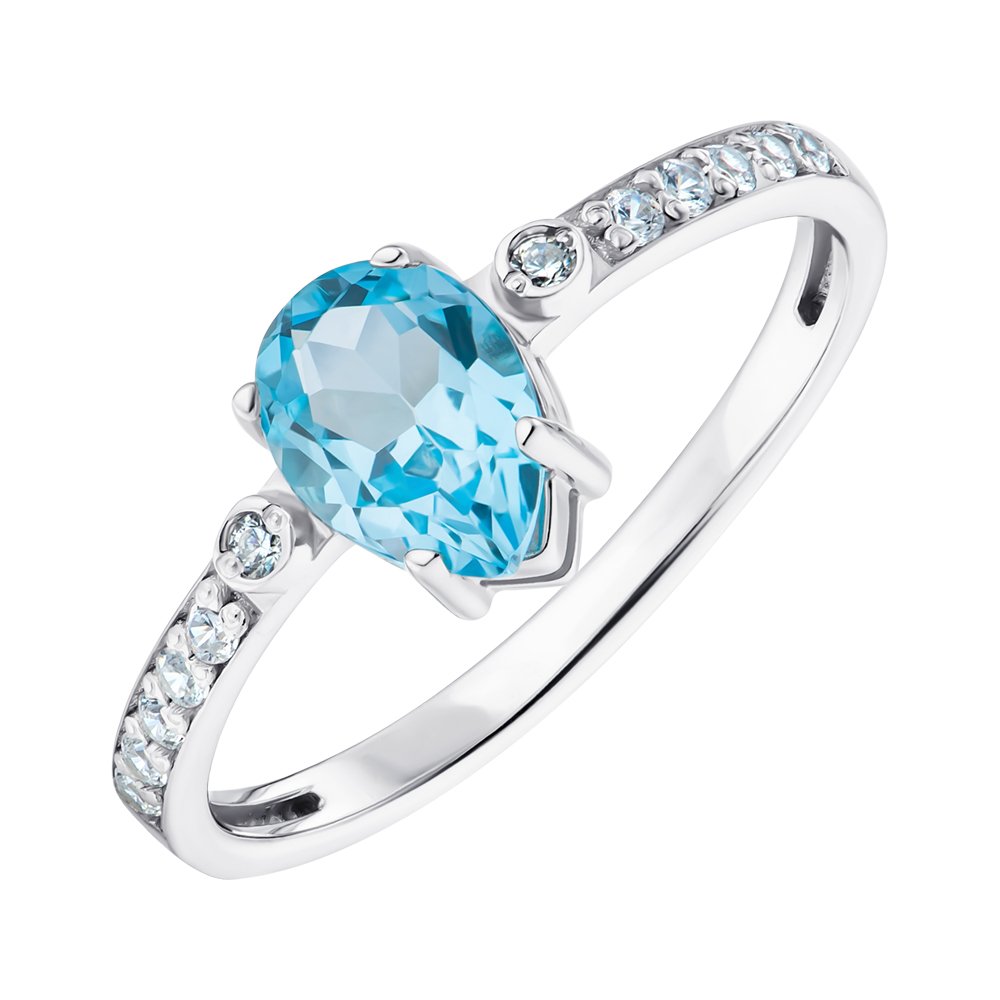 

Серебряное кольцо с топазом и фианитами 000137846 16 размера