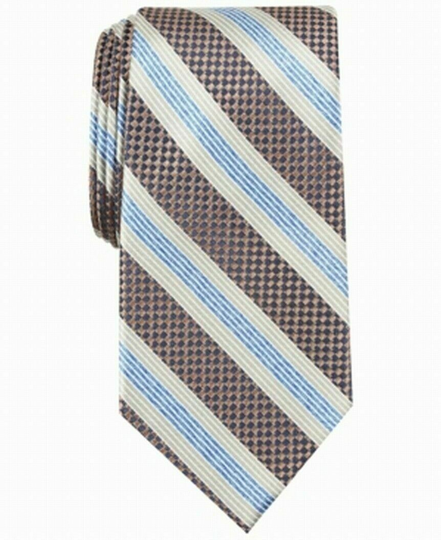 

Галстук Perry Ellis Portfolio,в полоску,мужской, шелковый,,голубой с коричневым,2PC8-3081