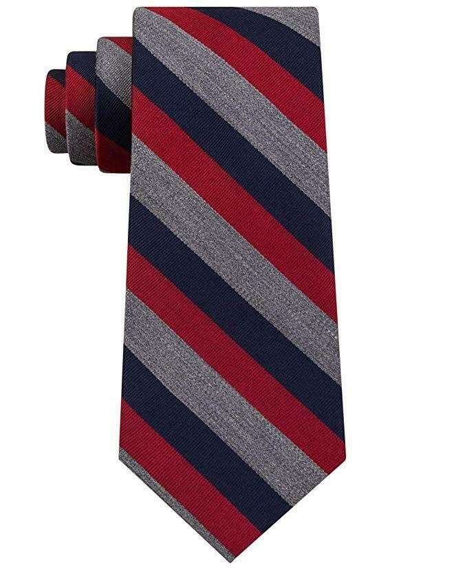 

Галстук Tommy Hilfiger , в полоску красного вереска,красный с серым и синим,S19936