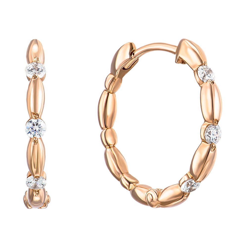 

Серьги-конго из красного золота с цирконием Swarovski, 18 мм 000140437