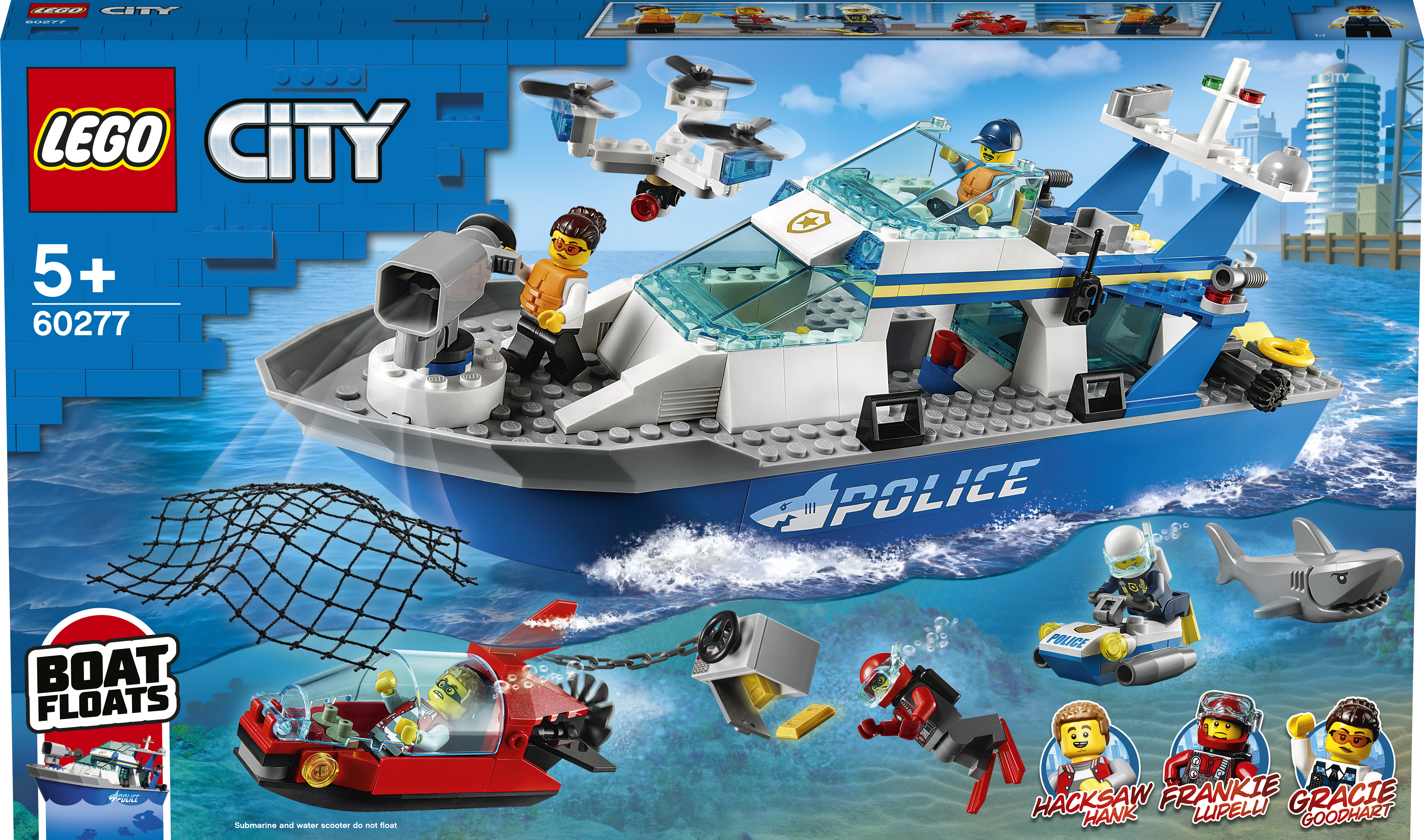 Акція на Конструктор LEGO City Police Полицейская патрульная лодка 276 деталей (60277) від Rozetka UA