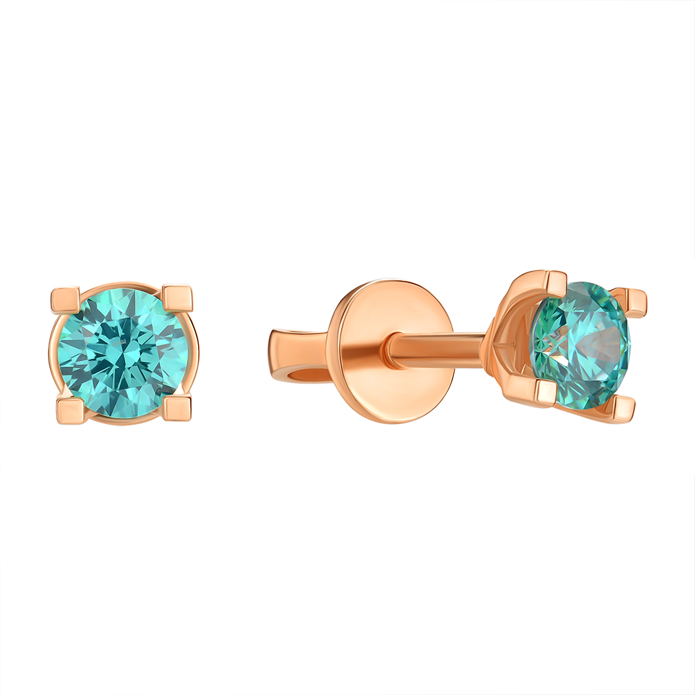 

Серьги-пуссеты из красного золота с цирконием Swarovski 000145410
