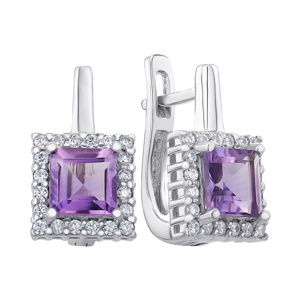 

Серьги из серебра с аметистом и фианитами 000144811