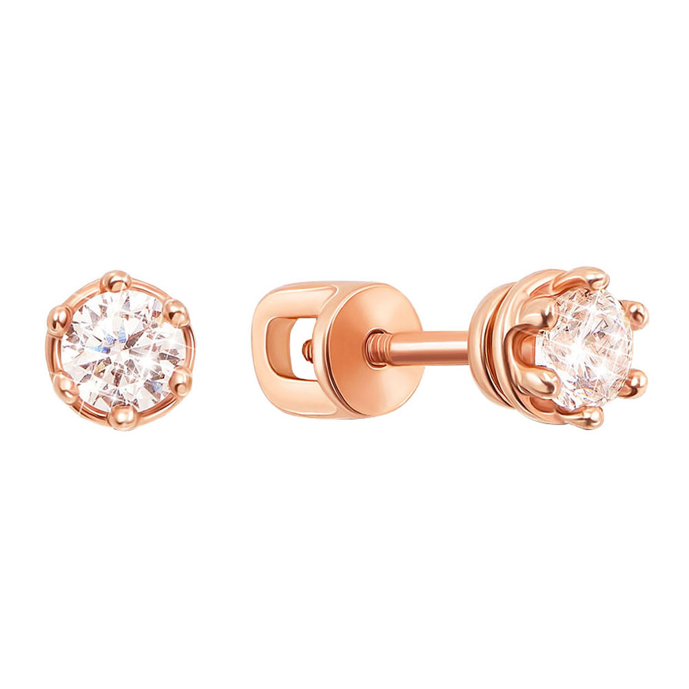 

Серьги-пуссеты из красного золота с фианитом S Zirconia 000129217