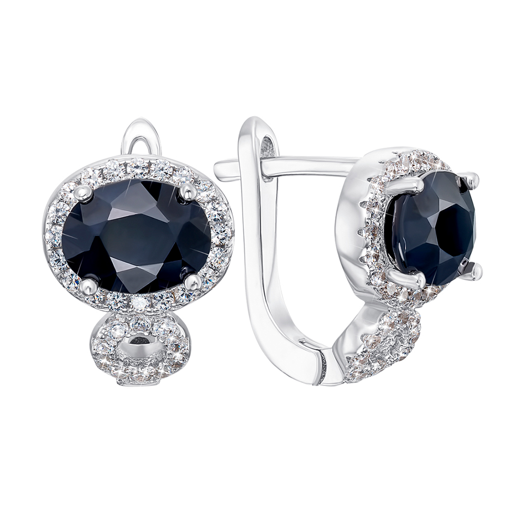 

Серебряные серьги с сапфирами и фианитами 000121499
