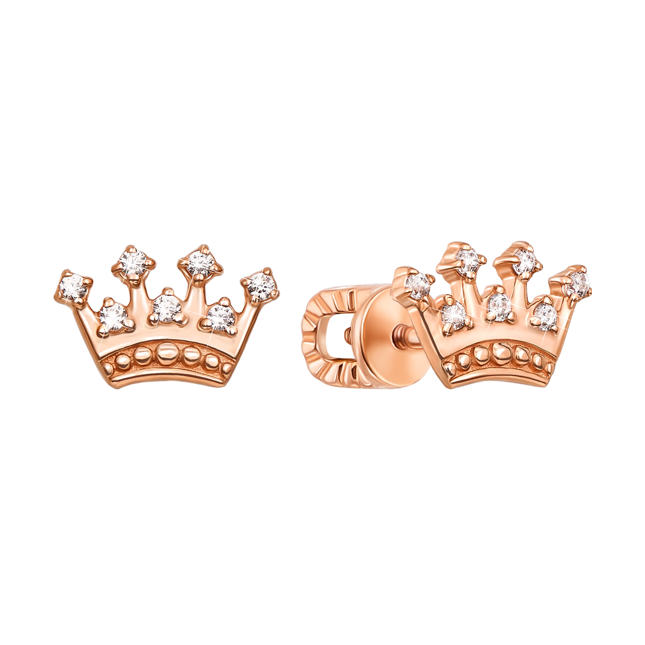 

Серьги-пуссеты из красного золота с цирконием Swarovski 000135116