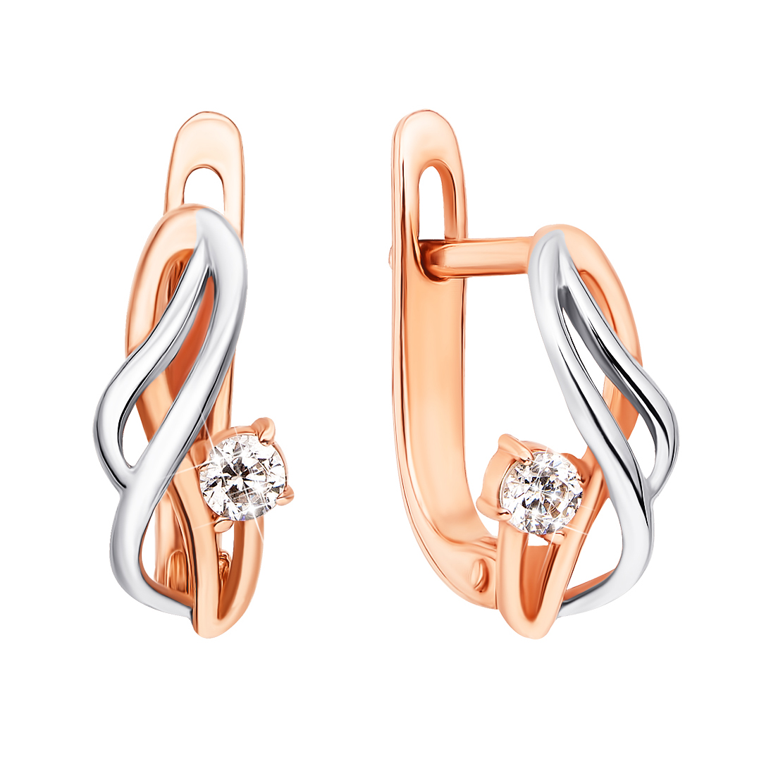 

Серьги в комбинированном цвете золота с цирконием 000133315