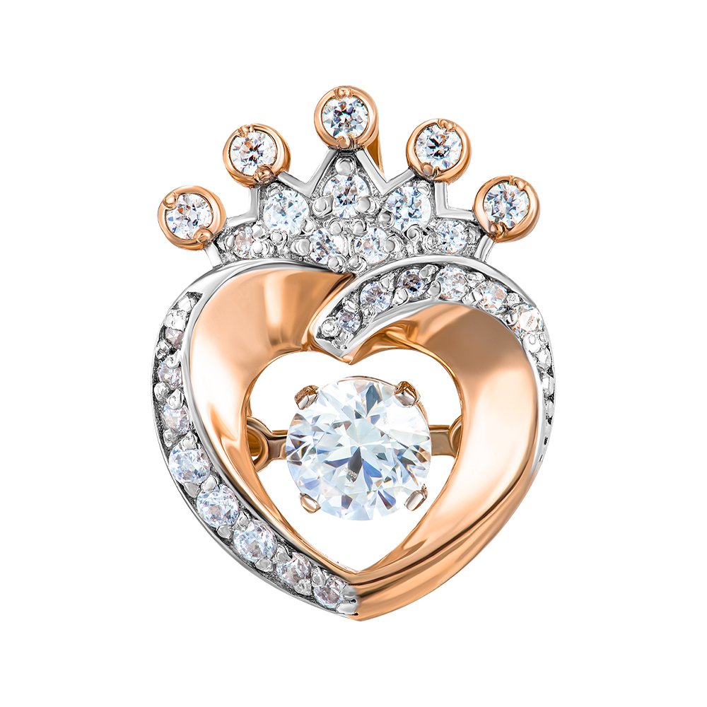 

Подвеска в форме сердца из красного золота с фианитами Swarovski 000145509