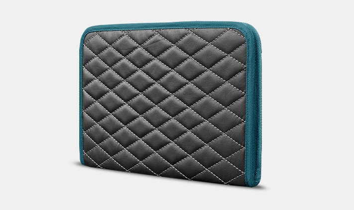 

Органайзер для документов А4 от Carbag Серый с серой строчкой и бирюзовой окантовкой