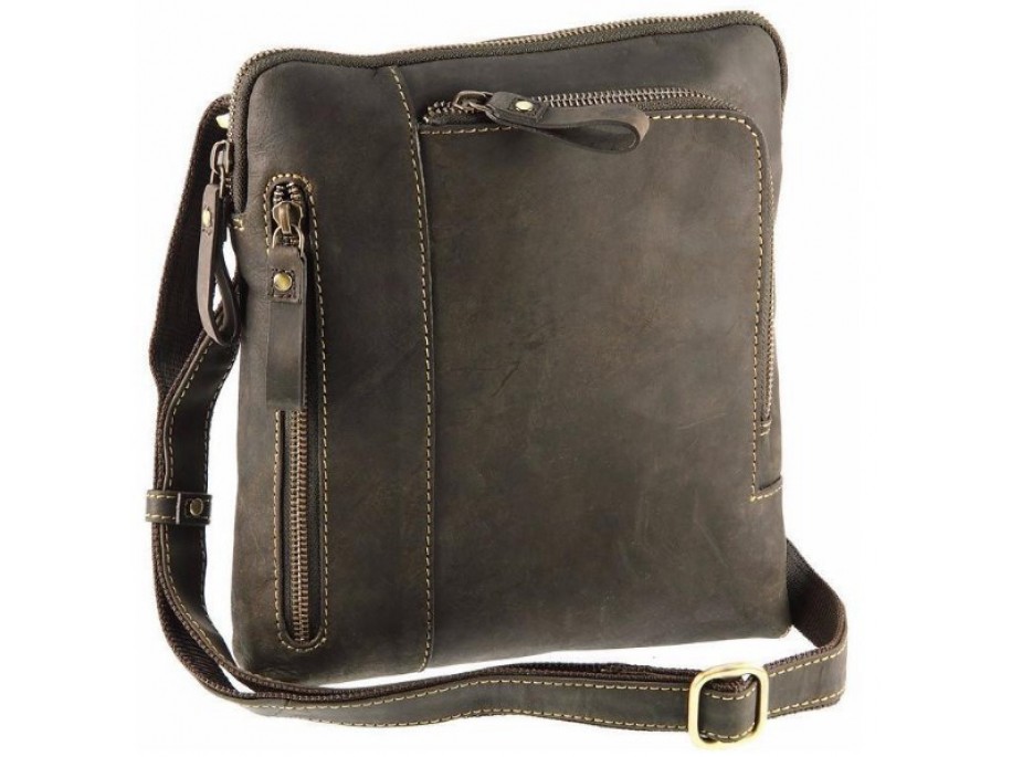 

Сумка кожаная мужская TIDING BAG 22х26х2 см Коричневый