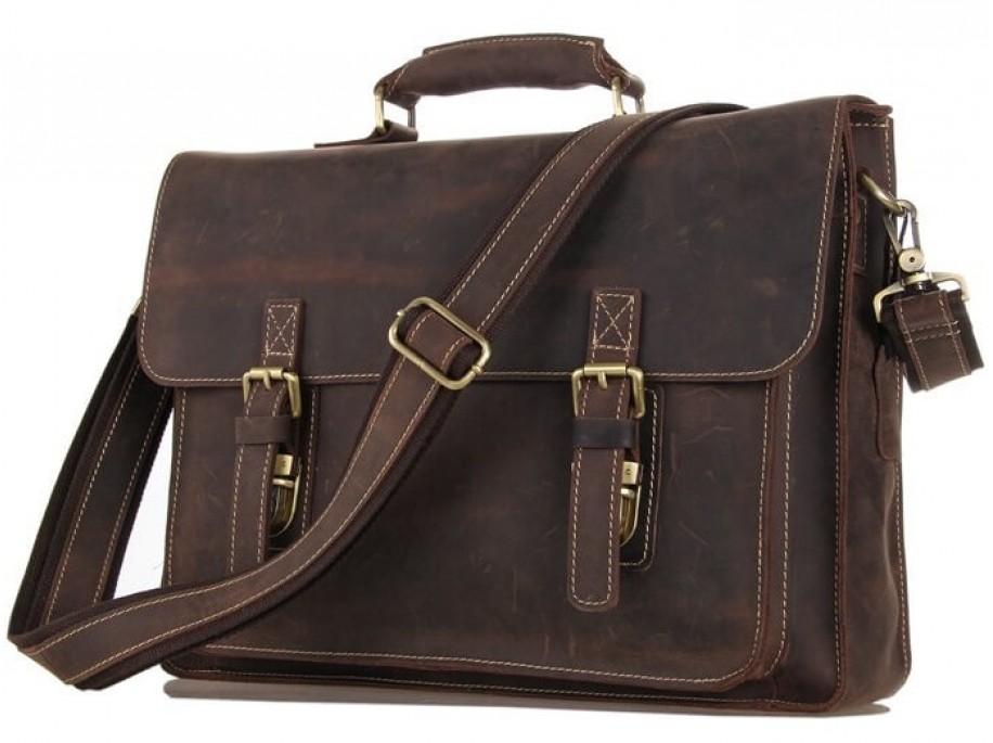 

Кожаный портфель мужской TIDING BAG 40х29х9 см Коричневый