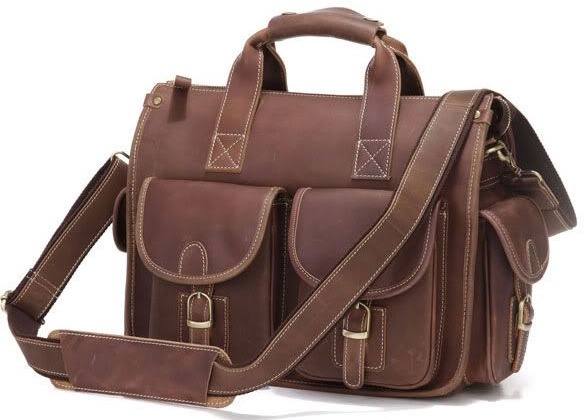 

Сумка кожаная мужская Vintage 37х29х15 см Коричневый