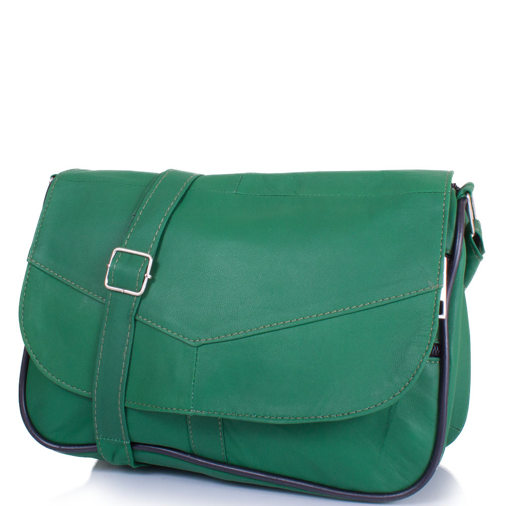 

Кожаная сумка-почтальонка женская TuNoNa 25,5х17,5х9,5 см Зеленый