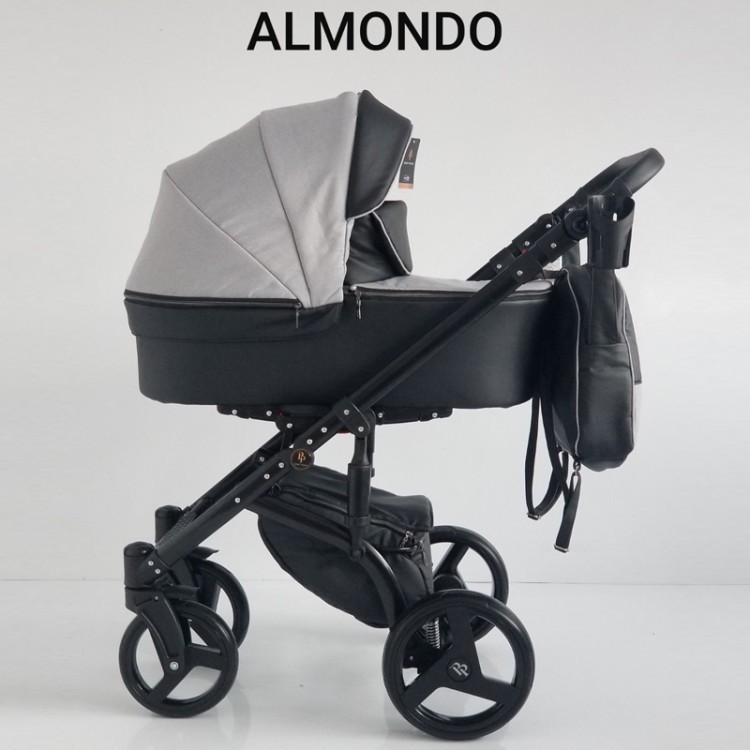 

Детская коляска Baby Pram 2в1 Almondo Grey/Black Еко кожа и Текстиль