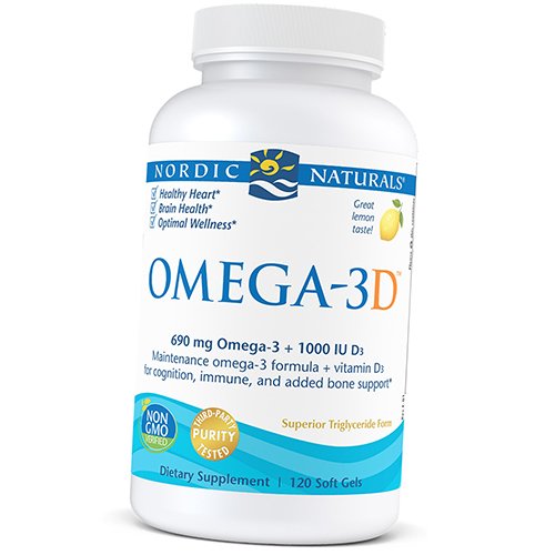

Омега с Витамином Д, Omega-3D, Nordic Naturals 120гелкапс (67352051)